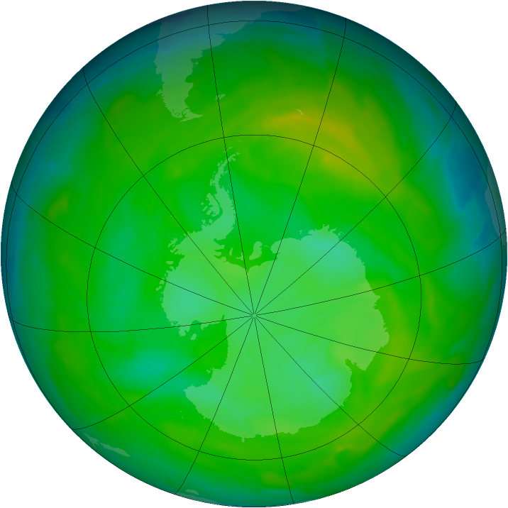 Antarctic ozone map for 11 December 2012
